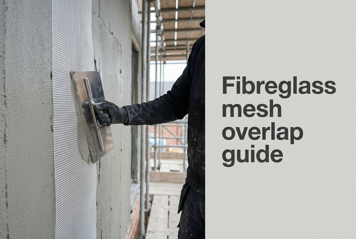 Fibreglass Mesh Overlap Guide UK — 100 mm Minimum, Corner Patches, and Strip Layout