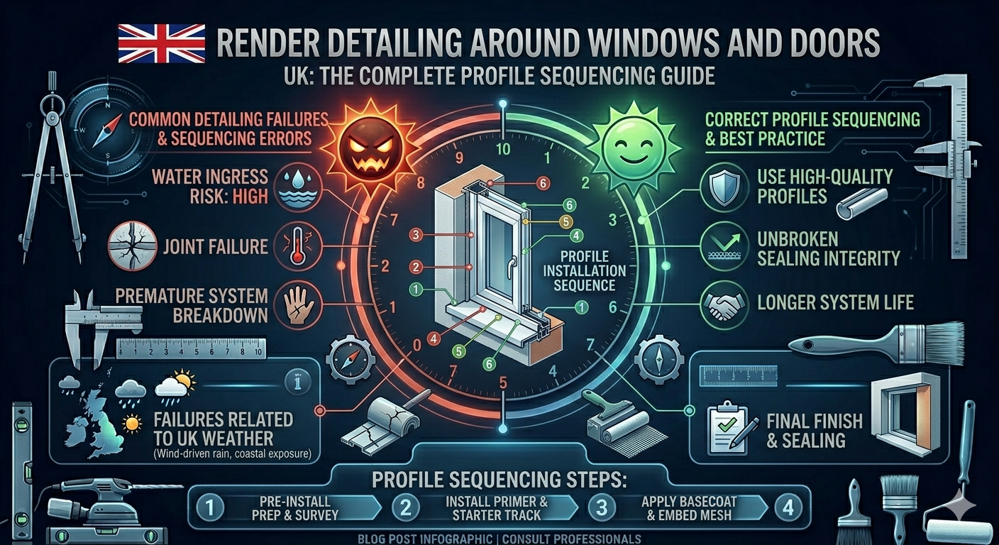 render detailing around windows and doors uk