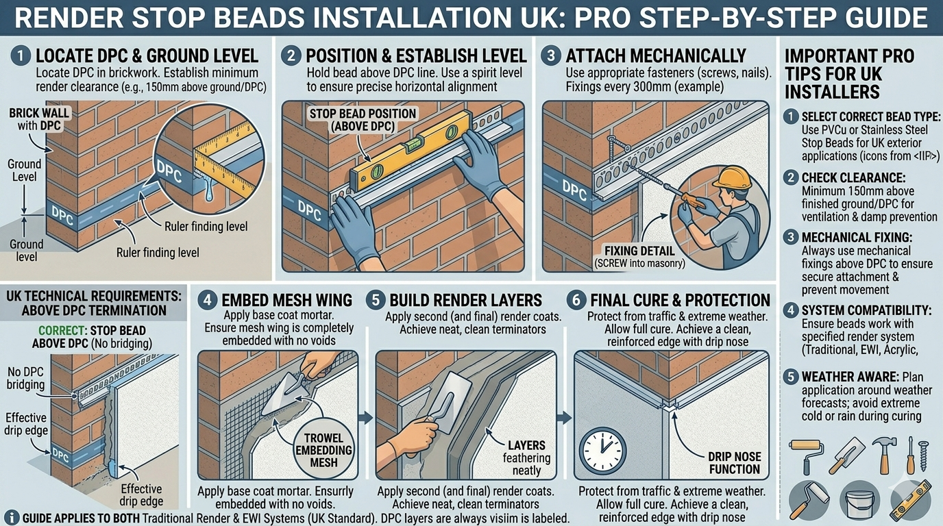Render Stop Beads Installation UK – Pro Step-by-Step Guide