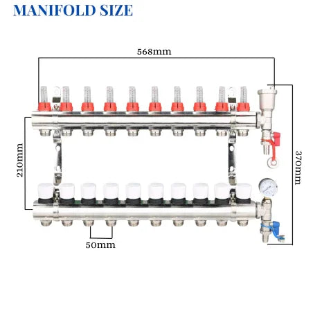 10 PORT Underfloor heating manifold