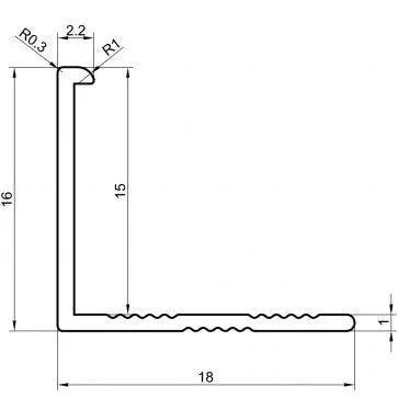 TR ELS432 -15mm L SHAPE S/STEEL TRIM