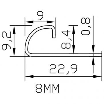 SRS499 8mm OKRĄGŁA WYKOŃCZENIE KRAWĘDZI ZE STALI NIERDZEWNEJ