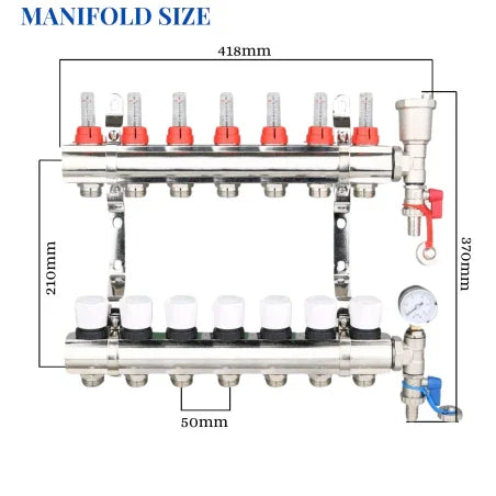 7 PORT Underfloor heating manifold