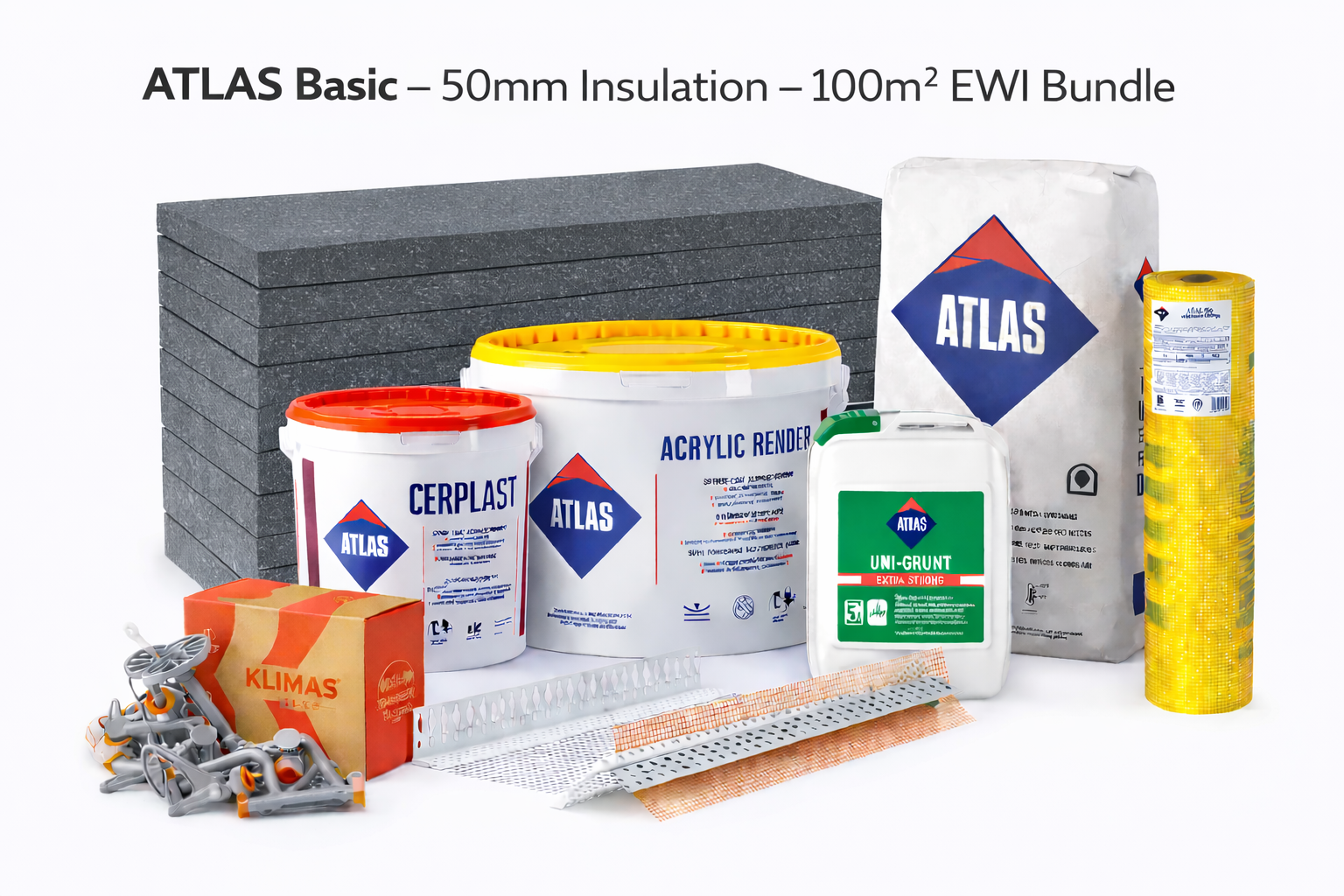 ATLAS Basic - 50mm EWI Insulation - 100m2 Bundle