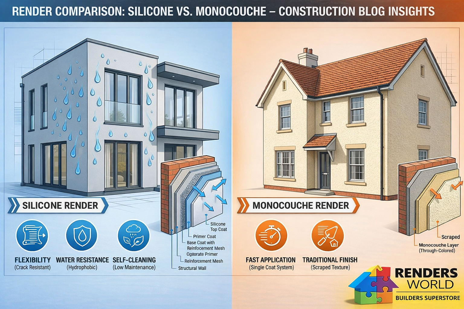 silicone vs monocouche render uk