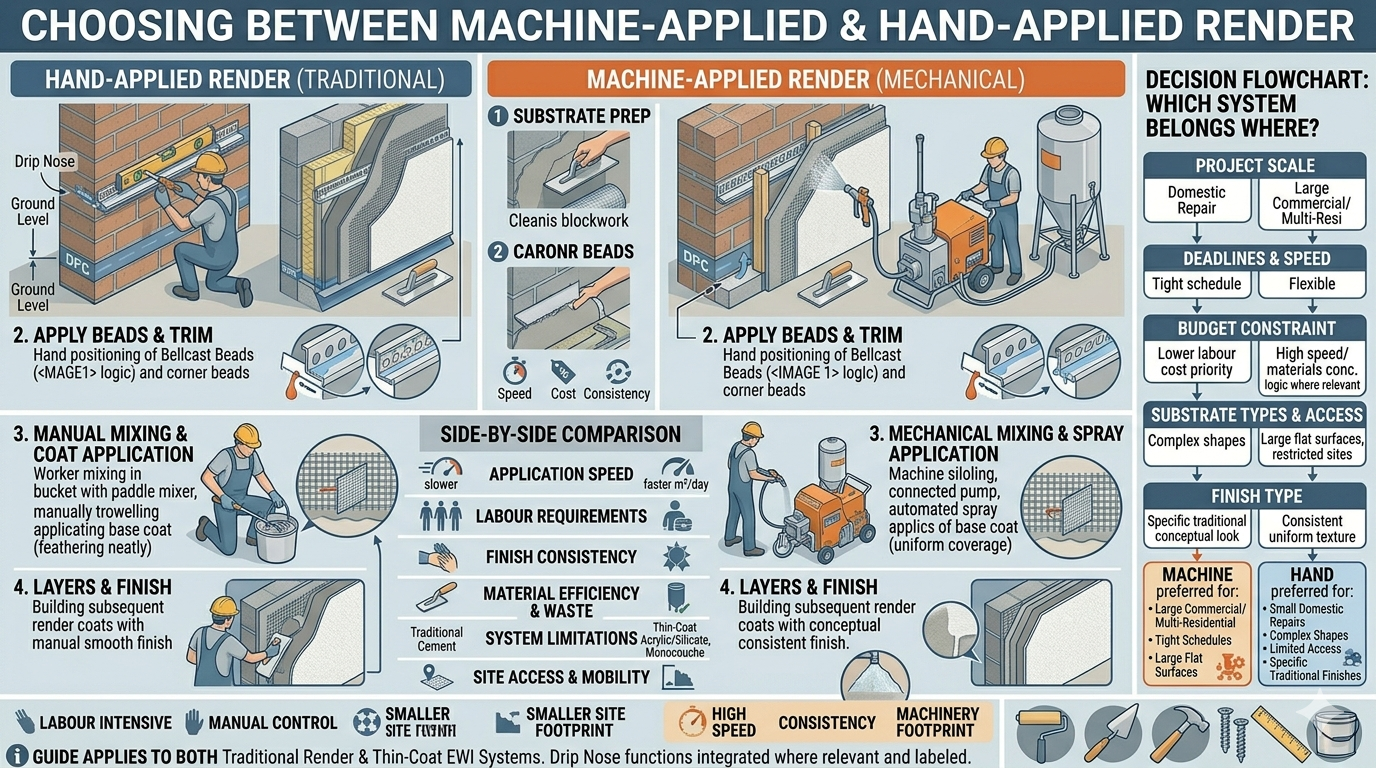 Choosing between machine-applied and hand-applied render uk