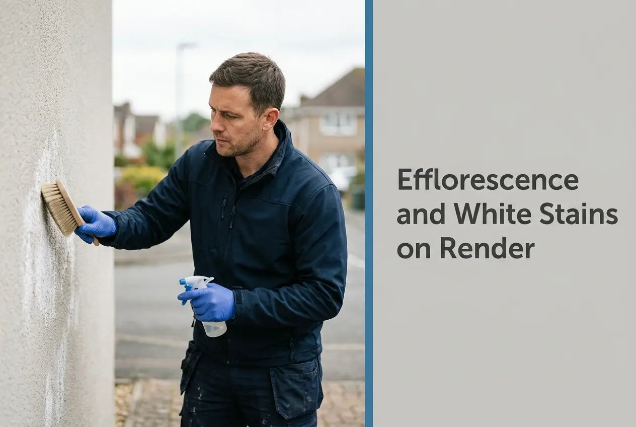 Efflorescence and White Stains on Render — UK Diagnosis and Removal