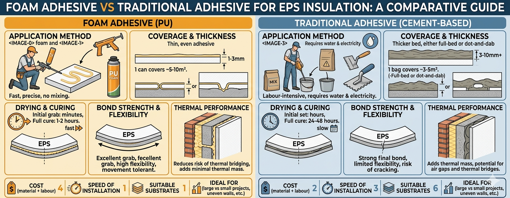 Foam Adhesive vs Traditional Adhesive for EPS Insulation: Which Should You Use?