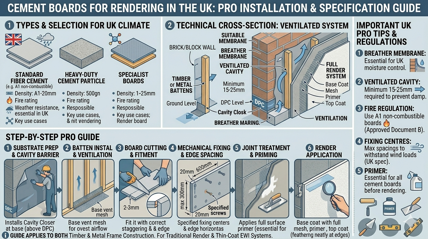 Cement Boards for Rendering in the UK: Professional Substrate Selection and Installation Guide