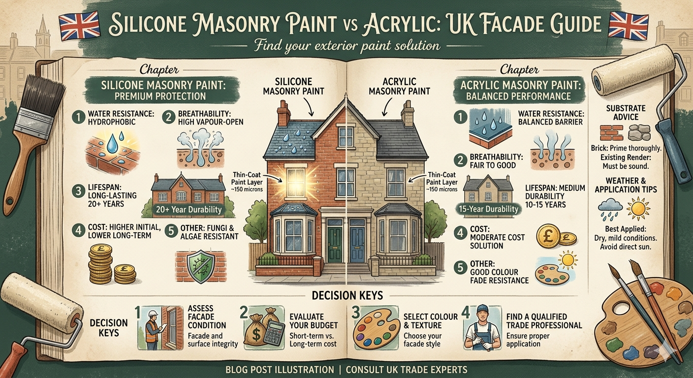 Silicone masonry paint vs acrylic in UK