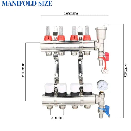 4 PORT Underfloor heating manifold