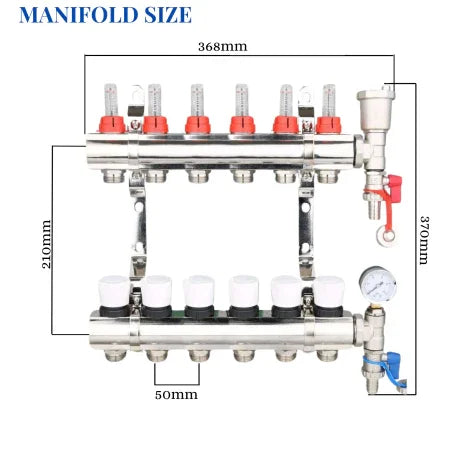 6 PORT Underfloor heating manifold