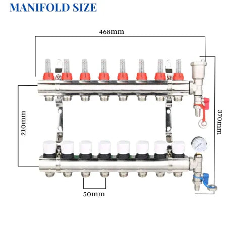 8 PORT Underfloor heating manifold