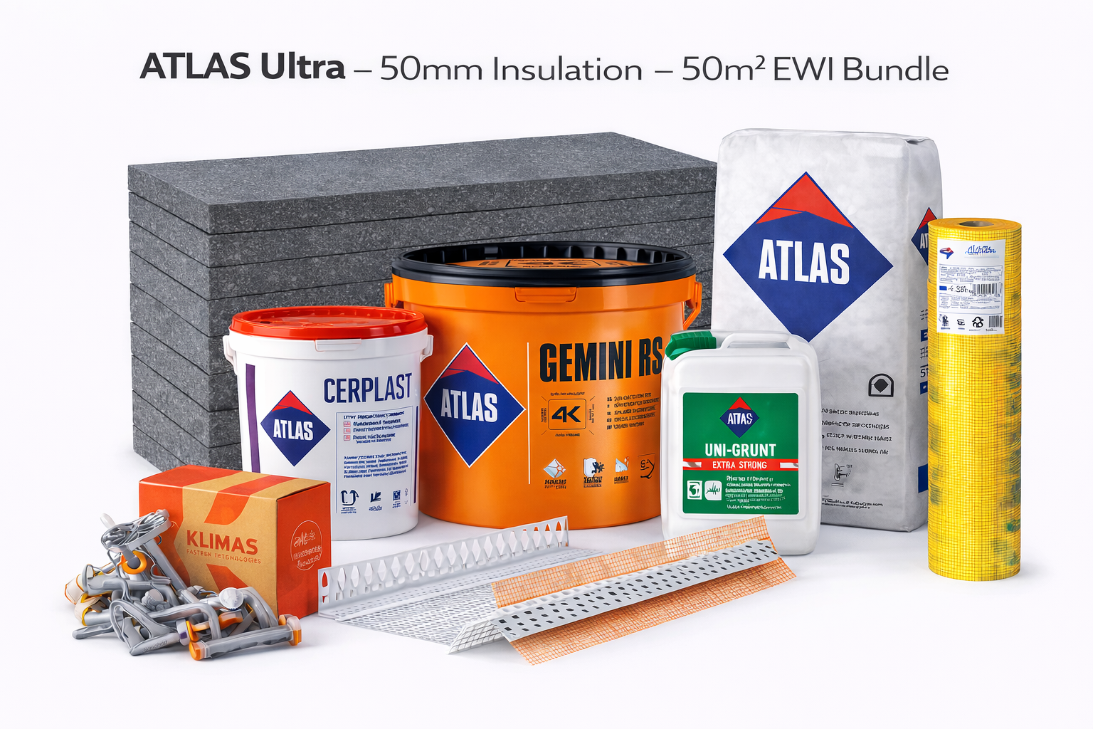 ATLAS ULTRA - 50mm EWI Insulation - 50m2 Bundle