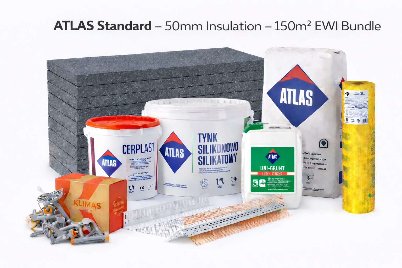 ATLAS Standard - 50mm EWI Insulation - 150m2 Bundle