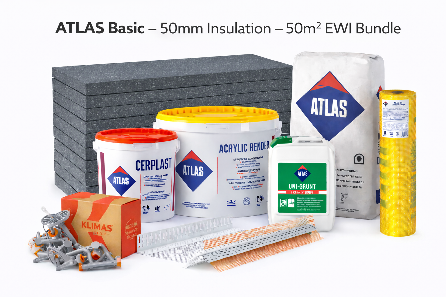 ATLAS Basic - 50mm EWI Insulation - 50m2 Bundle