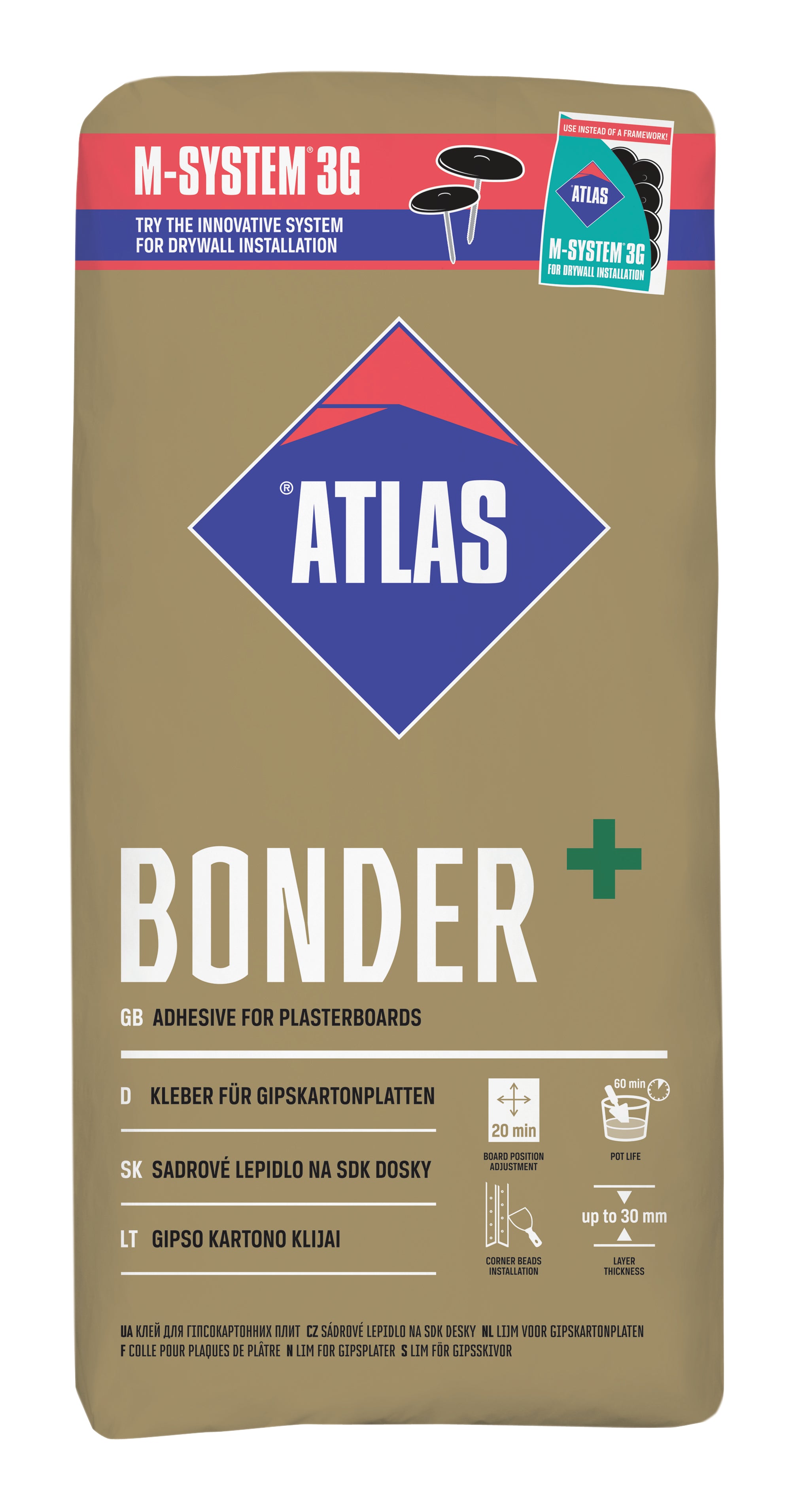 Atlas Bonder + klej do płyt gipsowo-kartonowych