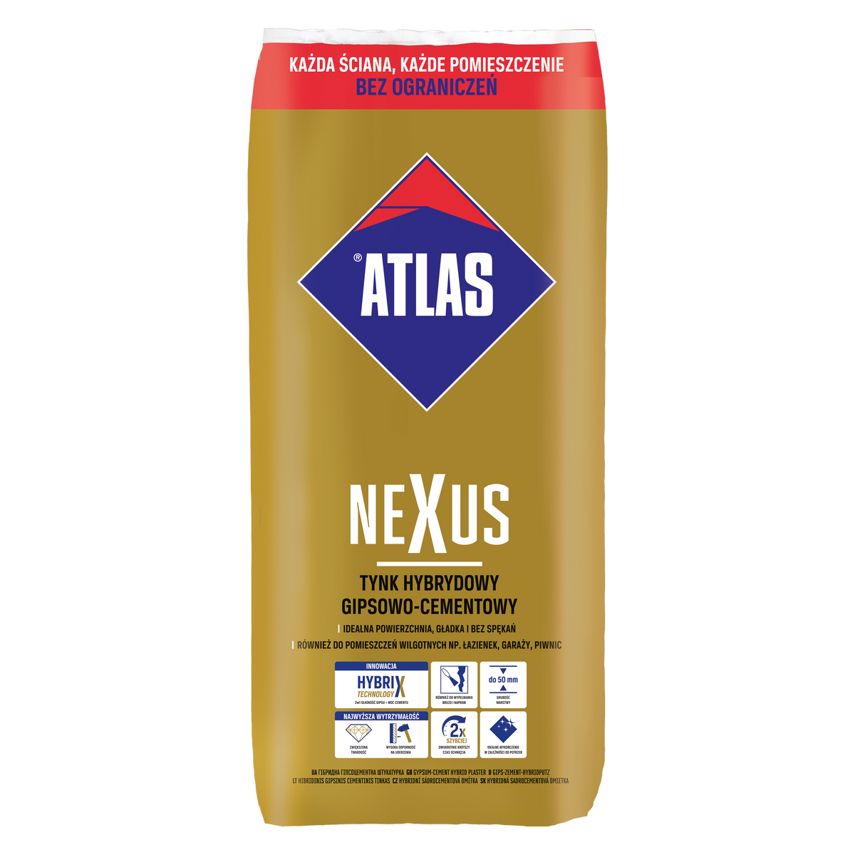 ATLAS NEXUS hybrid gypsum-cement plaster 22.5kg